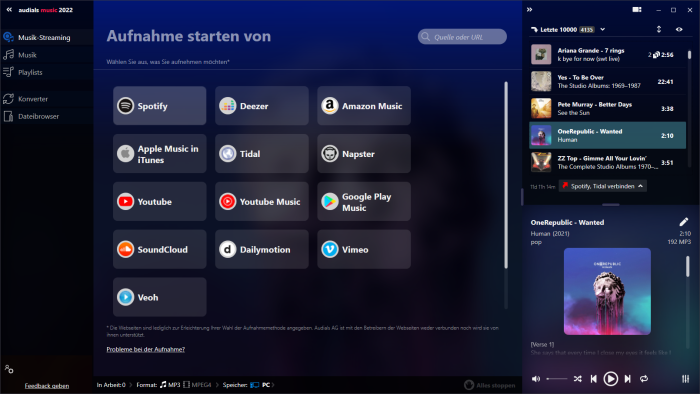 audials Music 2022 Aufnahmen exakt audials Music 2022 Aufnahmen exakt